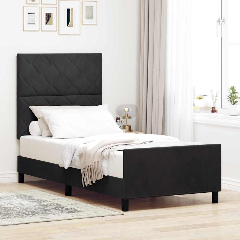 Boxspring Bed with Headboard Black 90 X 200 Cm Velvet