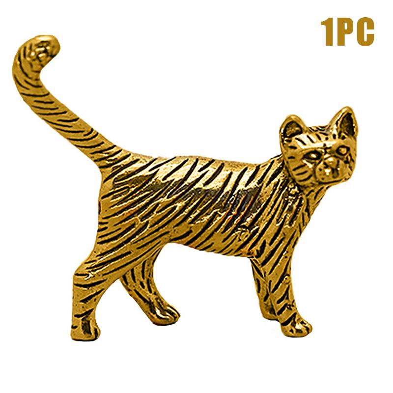 Statuie de pisică persană de desene animate retro din alamă, ornament de birou, figurine drăguțe de animale mici, miniaturi, accesorii pentru decorarea casei