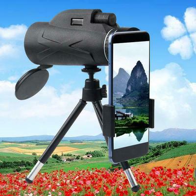 Monocular Hiking Telescope with 80x100x Magnification, BAK4 Prism, HD Lens + Phone Clip + Tripod