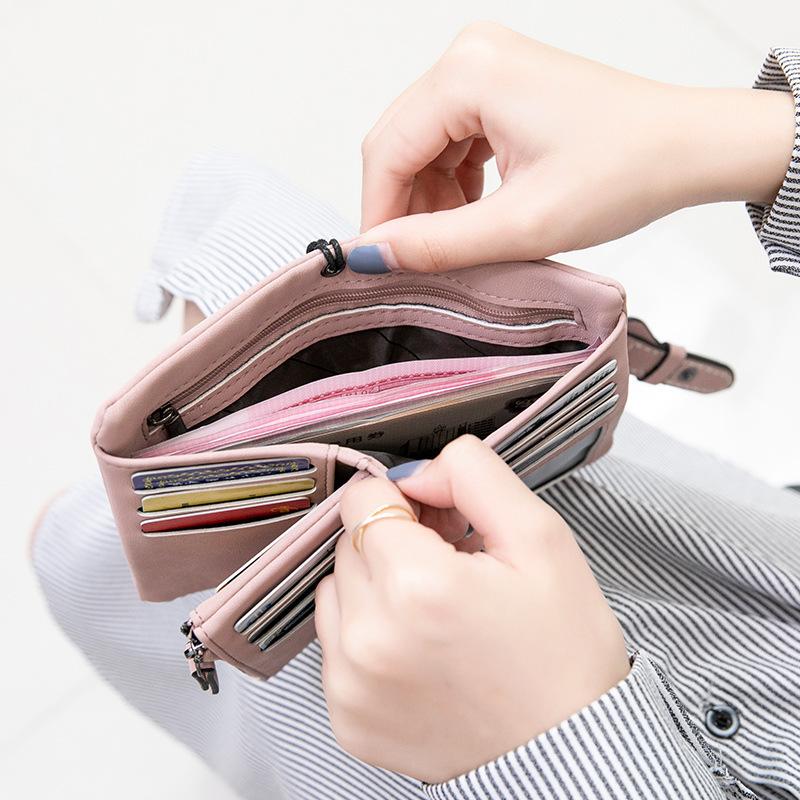 Neue Damen Geldbörse weiches Leder einfarbig faltbar kurz schlichte Mode Kleingeldfach