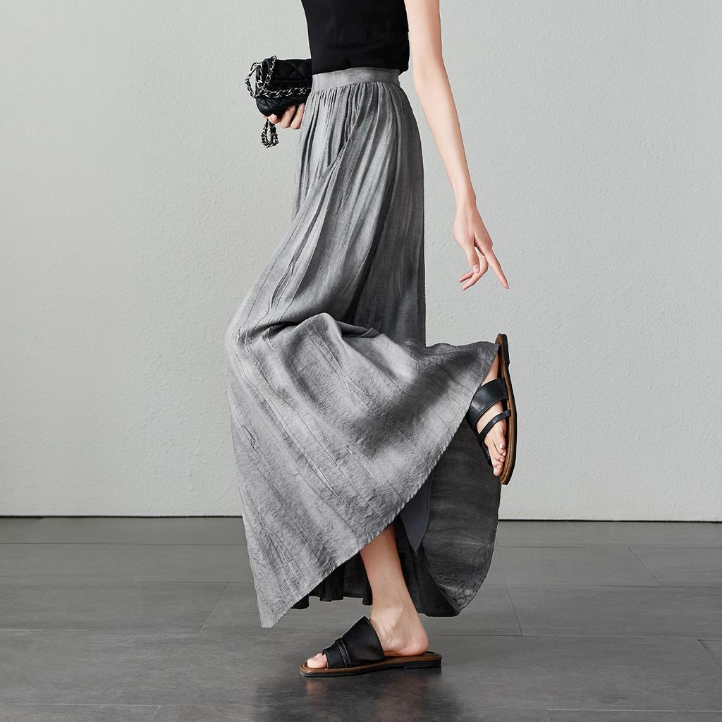 Artistic style umbrella skirt, 2026 summer thin, fashionable, loose, versatile, slimming, medium to long A-line skirt