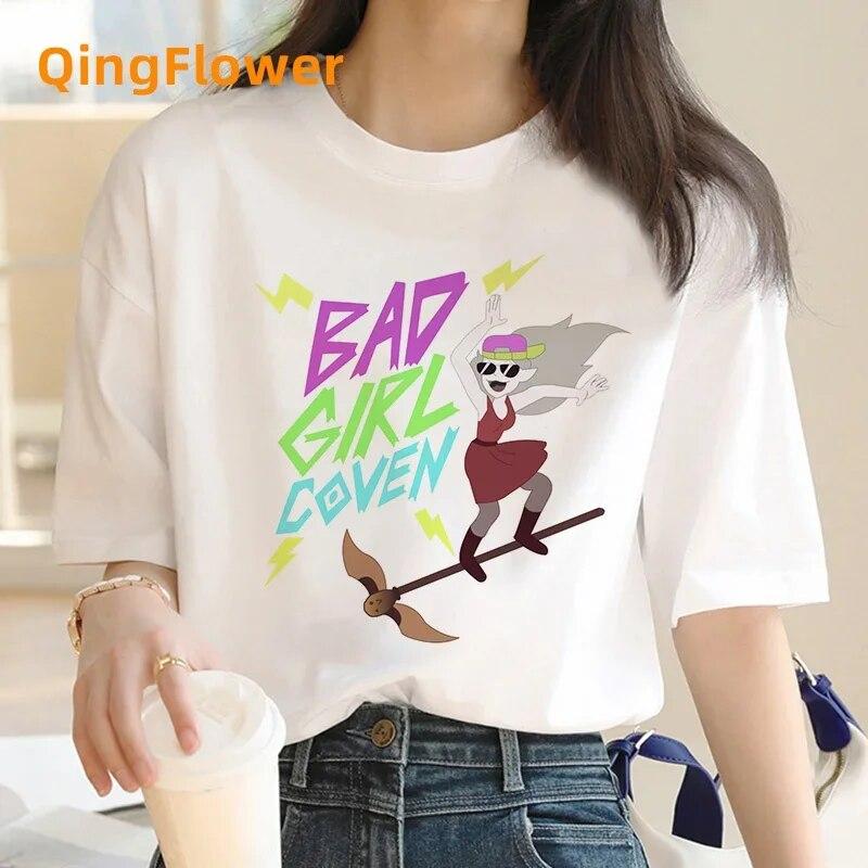 Owl House T Shirt Top Tees Women Streetwear Japanese White T Shirt Funny T-shirt Clothes Manga Couple Clothes