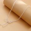 Crystal Bowknot Choker Necklace for Girls Trendy Romantic Handmade Rice Beads Short Neck Chain Jewelry Gift for Friends