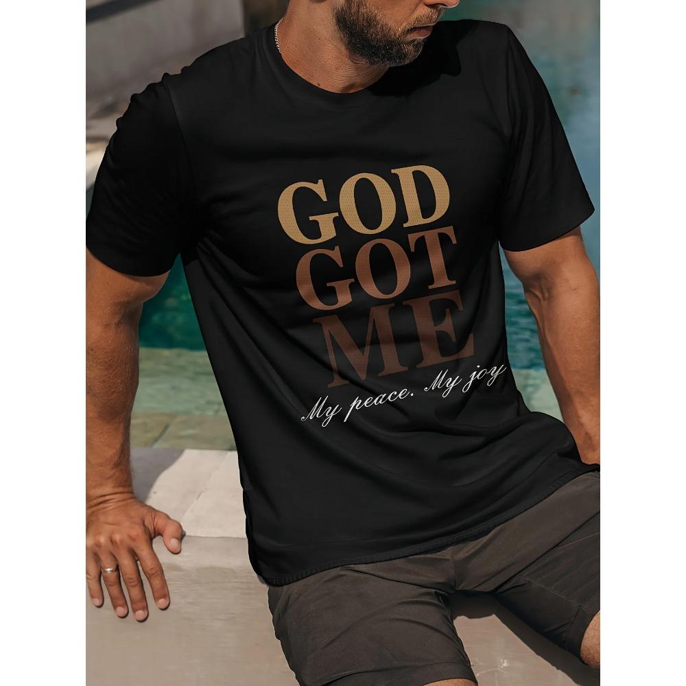 Men's Got Me Graphic Print T-shirt, Short Sleeve Crew Neck Tee, Men's Clothing For Summer Outdoor