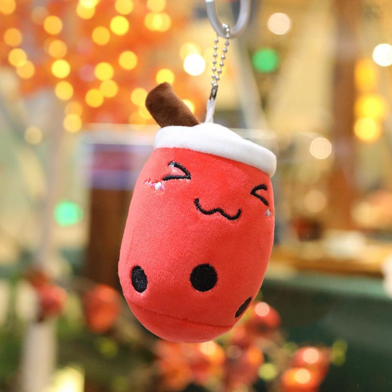 Cute Milk Tea Cup Pendant Plush Toy Cartoon Milk Tea Doll Bag Pendant Keychain
