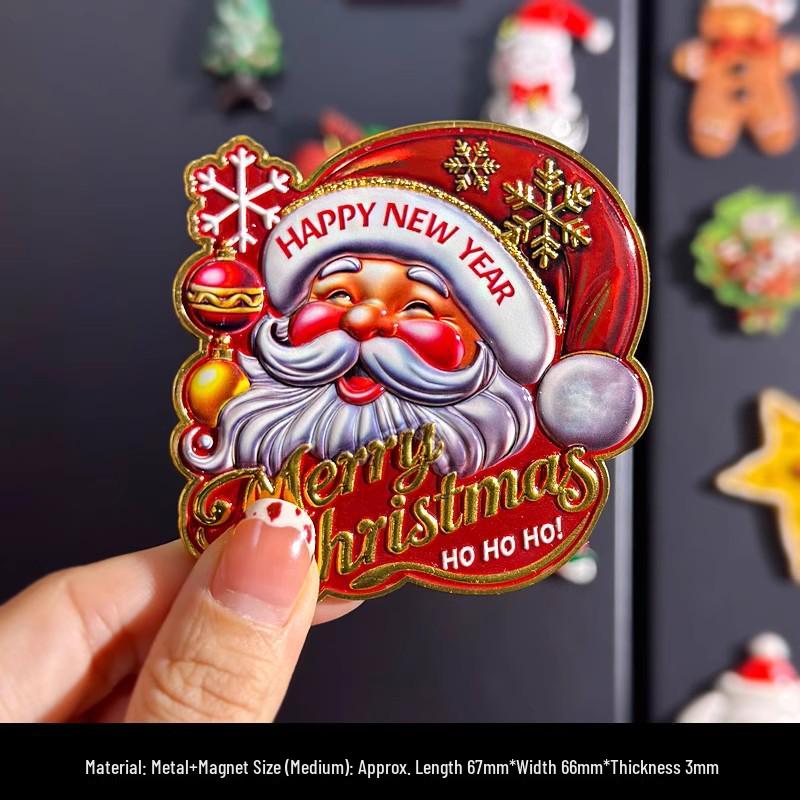 Magneti per Frigorifero di Natale Carini in Resina 3D: Pupazzo di Neve, Albero, Omino di Pan di Zenzero - Adesivi Magnetici Festivi per Decorazione.