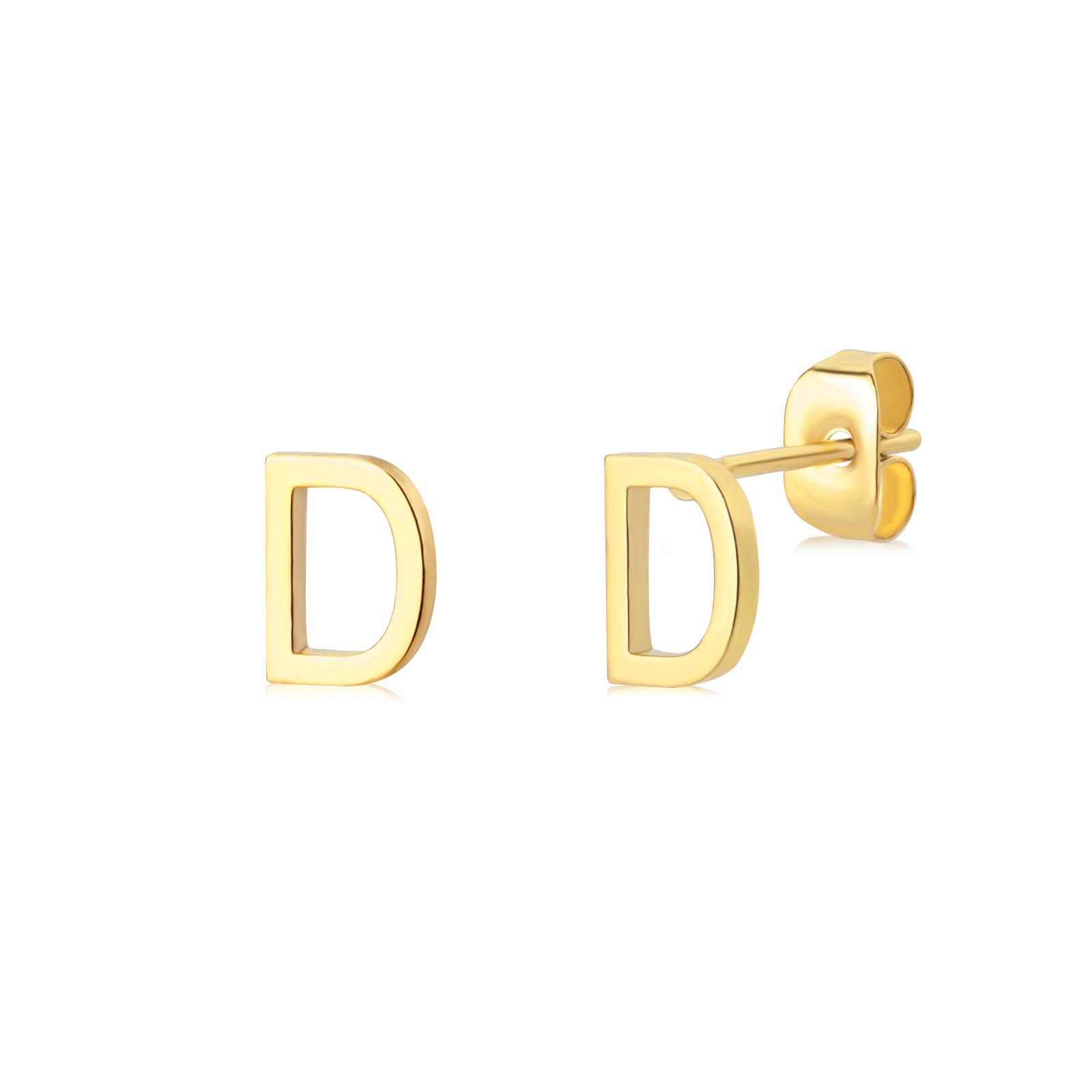 Winzige Initialen Ohrstecker für Damen Goldfarben Edelstahl Blockbuchstaben Stecker Ohrring Minimalistischer Geburtstag Schmuck Geschenk beige