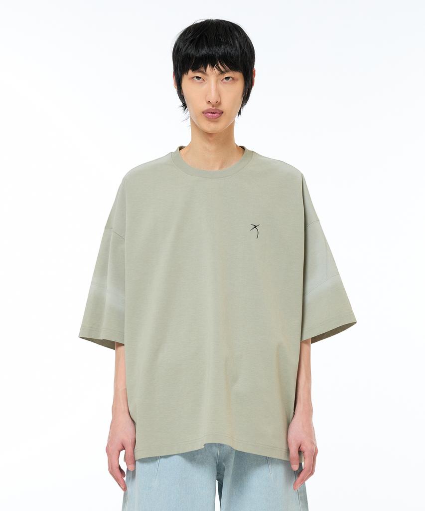 ZENSAI Rough Stitch Line Spray Painting T-Shirt