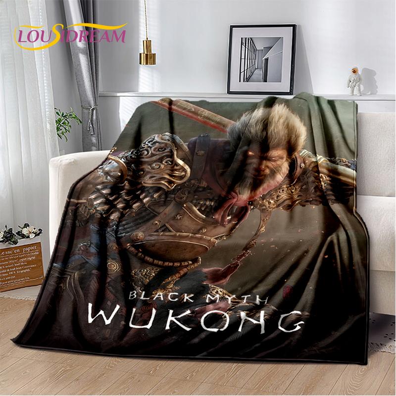 3D Black Myth Wukong Monkey King Cartoon Game Soft Blankets,Throw Blanket Comfortable Blanket for Picnic Beds Sofa Home Bedroom