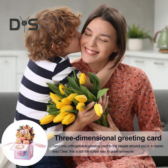 Pop-Up-Blumenkarte zum Muttertag, 3D-Pop-Up-Grußkarte „Alles Gute zum Muttertag“, Geschenk für ihre Frau, Mutter, Oma