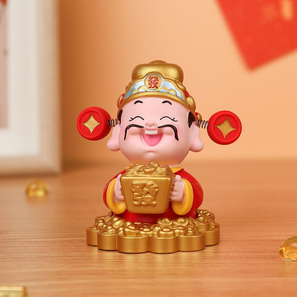Feng Shui Wealth God Resin Figurine With Spring Balance For Home Office Decor