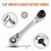 LiTuiLi Mini 1/4" Ratchet Wrench Double Ended Quick Hex Torque Spanner Set Rod Screwdriver Bit Tool Socket Ratchet Handle Wrench