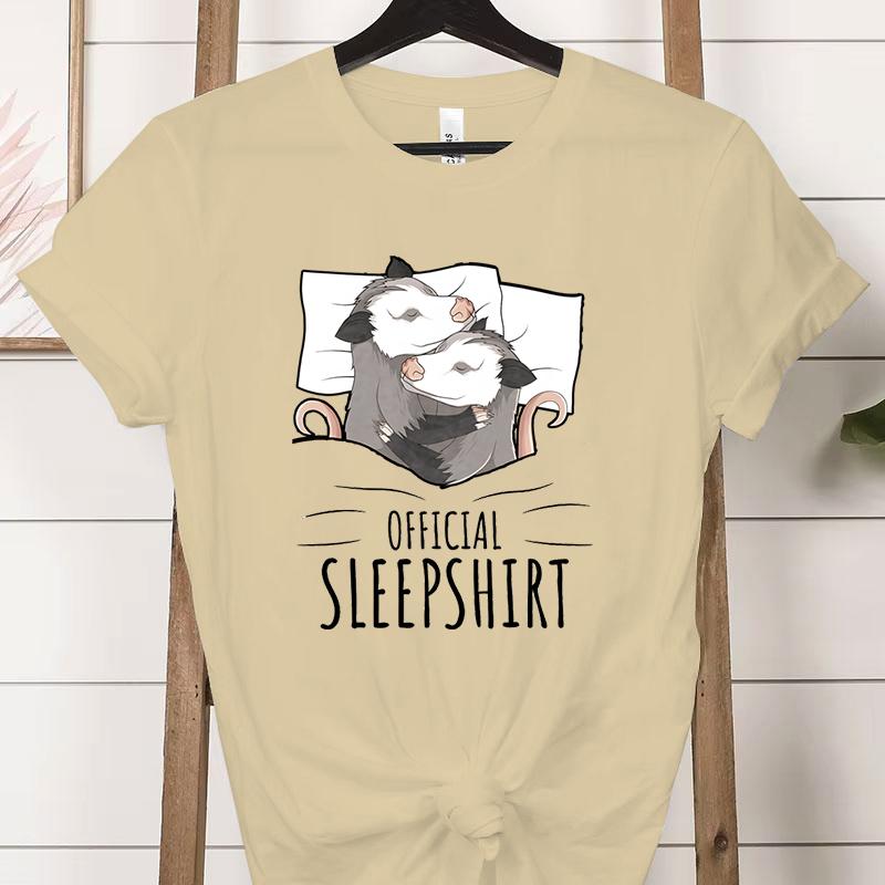 Opossum Official Sleepshirt Graphic T Shirts Women Cute Possum Lover Gift Fashion Casual Tshirt Sleeping Possum Classic Tops