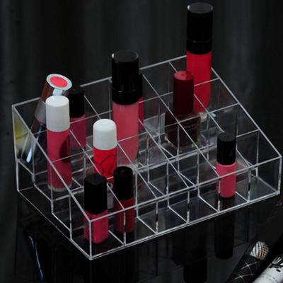 Clear Acrylic 24 Grid Makeup Organizer Storage Box Lipstick Nail Polish Display