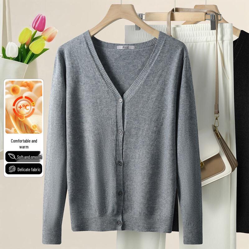 SNOWFLYING Women's Loose Fit V-Neck Knit Cardigan