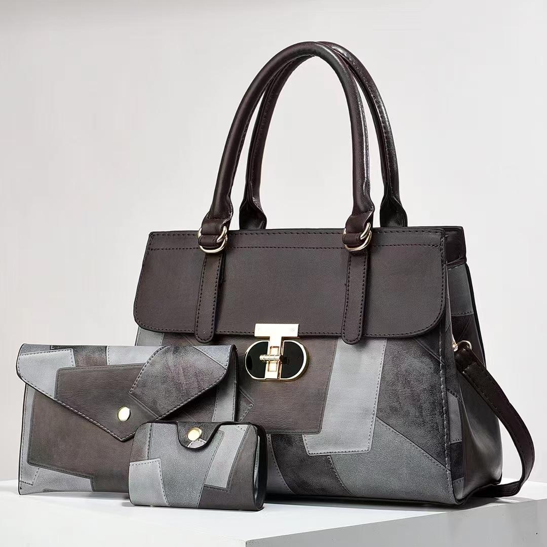 

Модная сумка Новая сумка «Мать и дитя» с контрастной цветной вставкой Ретро Универсальная сумка через плечо Женская сумка 30*13*22