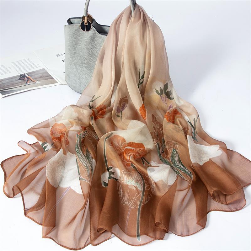 New 100% Mulberry Silk Silk Scarf Pure Chiffon Silk Scarf Shawl Exquisite Scarf Yarn