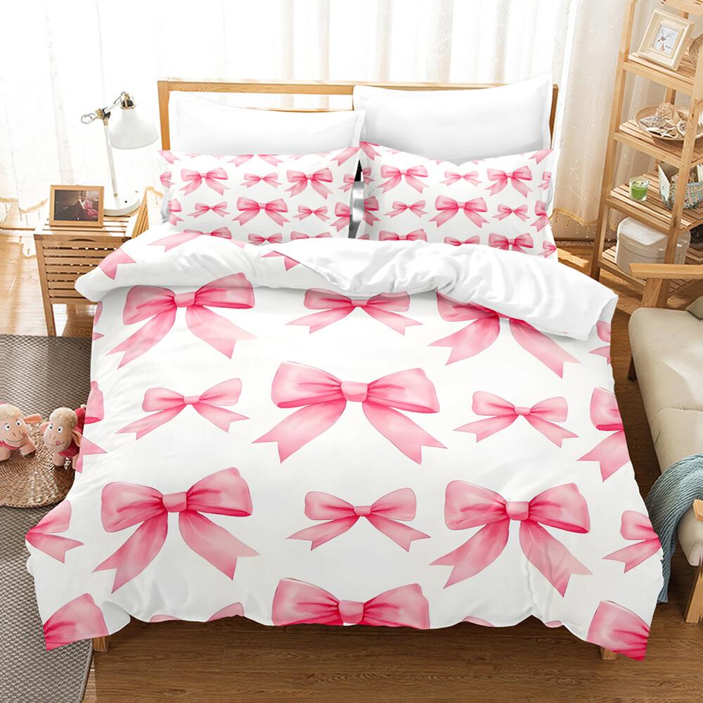 

Elegant Bow Beding Set 3PCS - 3D Printed Soft with Soft Fabric Duvet Cover, Romantic Bowknot Design for Bedrom Decor 120*200cm Single
