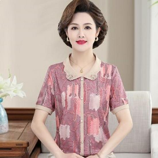 Mom's Summer 2026 Elegant Short-Sleeve T-Shirt for Middle-Aged Women