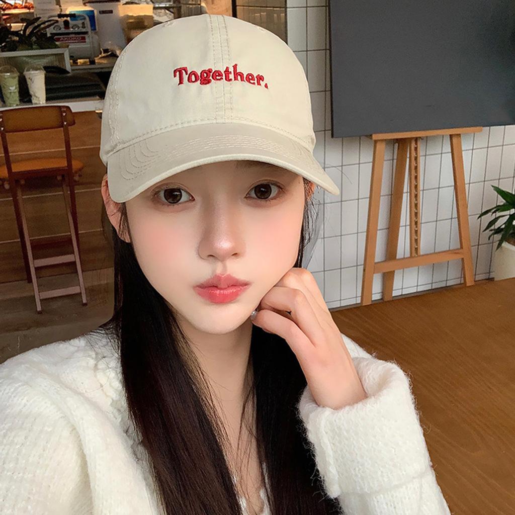 Soft Cotton Baseball Hat Women Men Letter Print Embroidery Snapback Peaked Cap Outdoor Use Adjustable Sunscreen Trucker Hat Solid Color Color