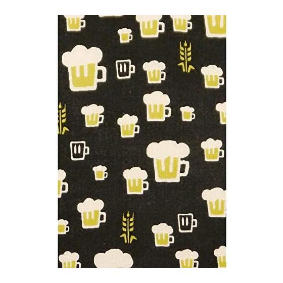 Hamamonyo Tenugui Towel - Wheat and Beer (Black) - Yokohama Textile Brand, Dyed Cotton 100%