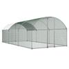 VEVOR Metal Chicken Coop, 9.8x19.3x6.5 Ft Large Walk-in Chicken Runs with Cover, Doom Roof Hen House Enclosure with Security Lock