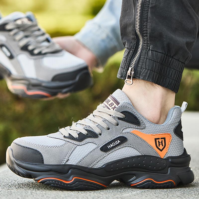 Fashion Men'S Sports Shoes New Safety Shoes Men Steel Toe Shoes Security Sneakers Puncture-Proof Work Shoes Lightweight Comfort