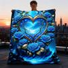 1pc Heart Roses Fantasy Outdoor Flannel Throw Blanket Soft, Cozy, Warm All Season, Machine Washable,
