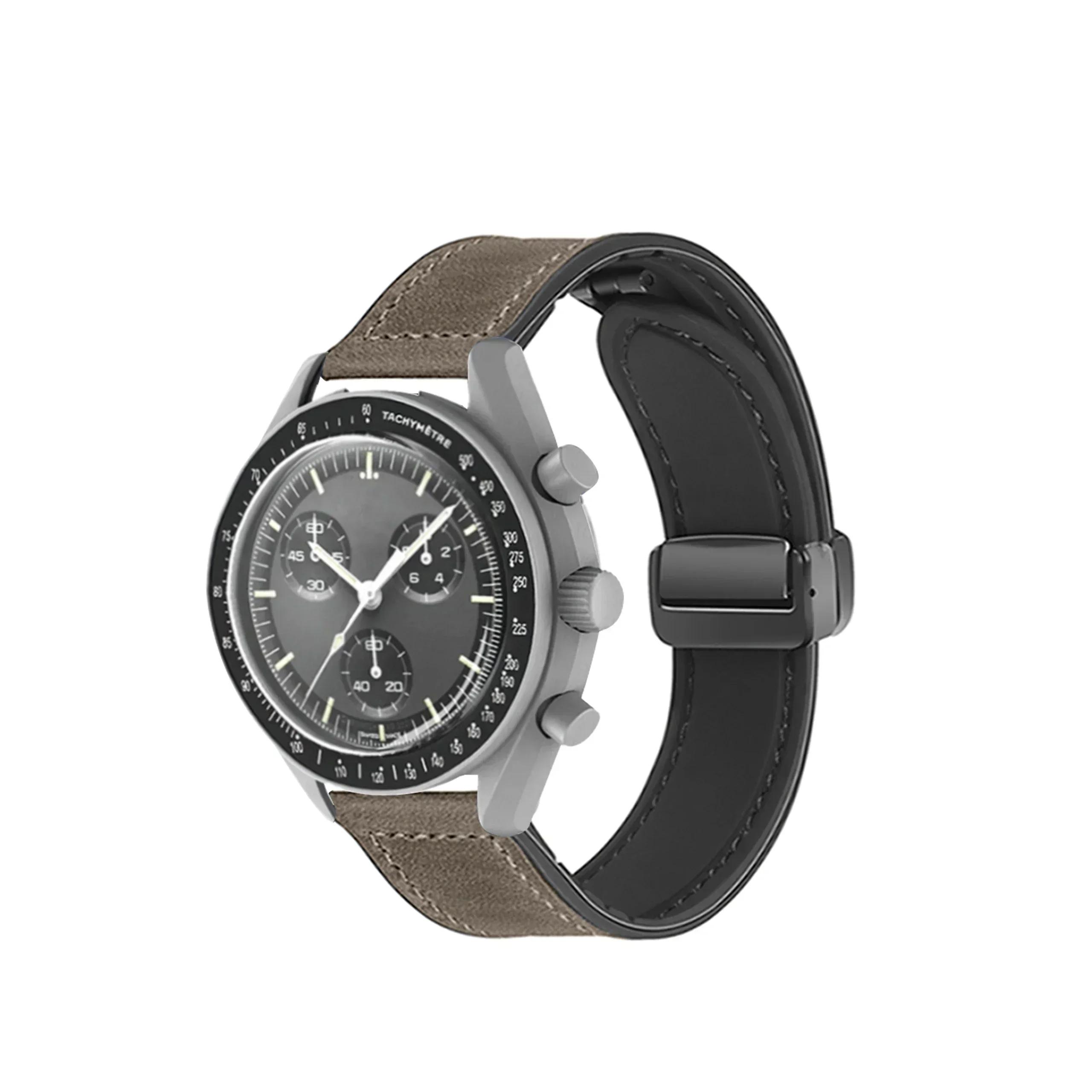 

20-мм силіконовий шкіряний ремінець для годинника Omega X Swatch Common MoonSwatch Серія Saturn Moon Сузір я Чоловіки Жінки Швидкознімний 20MM сірий