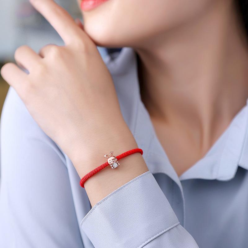 Bague Ringen S925 Silver Bracelet New Moshi Jade Rabbit Contains Pearl Bracelet Series