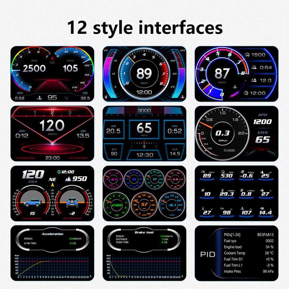 3 In Car OBD GPS HUD Digital Head Up Display Speedometer Speed Temp Alarm Gauge