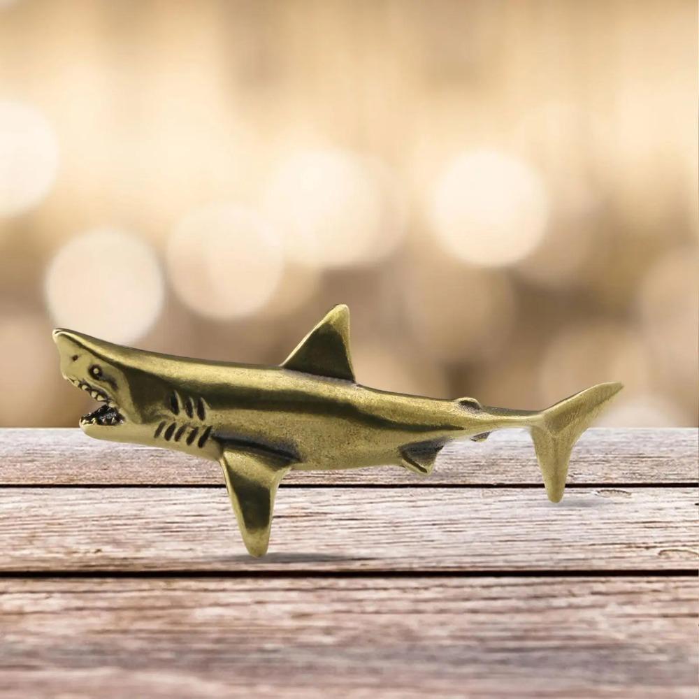 Copper Brass Shark Figurines Cute Shark Sculpture Tea Pets Mini Shark Statue  Birthday Gift