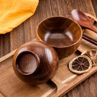 Doğal Ahşap Kase Japon Ahşap Pirinç Çorba Kasesi Salata Kasesi Yemek Kabı Büyük Küçük Kase Çocuklar için Sofra Takımı Ahşap Mutfak Gereçleri