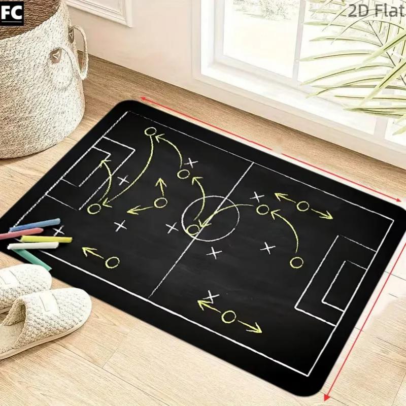 Tapis d'entraînement de football portable antidérapant pour salle de sport intérieure, bureau, décoration intérieure rétro, tapis de sol 30x50cm 12x20inch white