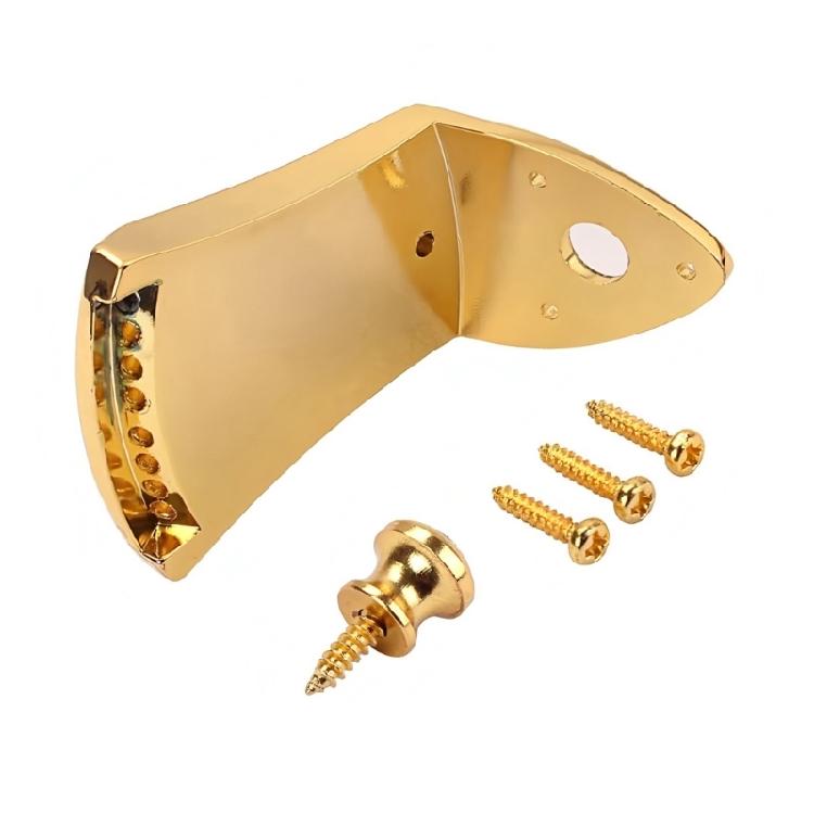 Polished Metal Mandolin Bridge Eight String Tailpiece For Precise String Alignment And Acoustic Resonance