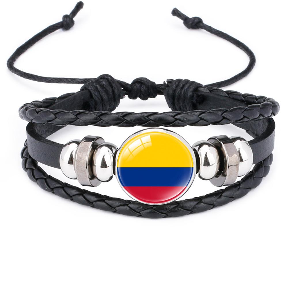 World Cup Leather Bracelet National Flag Soccer Match Souvenir  Adjustable Cowhide Woven Bracelet for Men Women,Sports  Fan Accessories