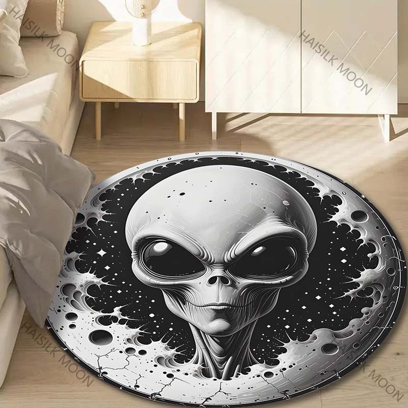 Multiple Sizes Aliens On the Moon Print Round Carpet Living Room Bedroom Table Chair Sofa Decorative Carpet Luxury Gifts