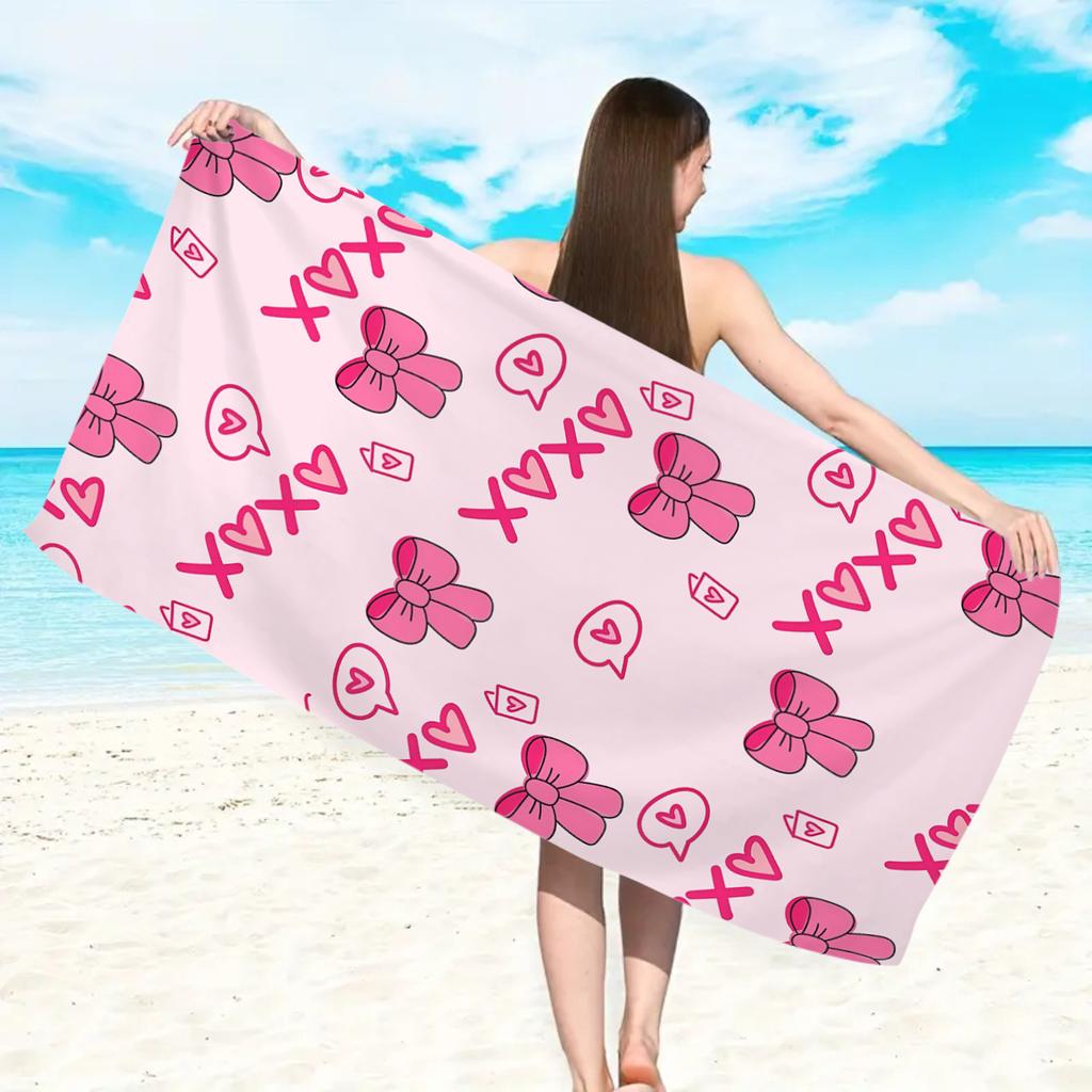 1pc Bow shaped beach towel, ultra-fine fiber quick drying absorbent large beach towel, beach vacation swimming