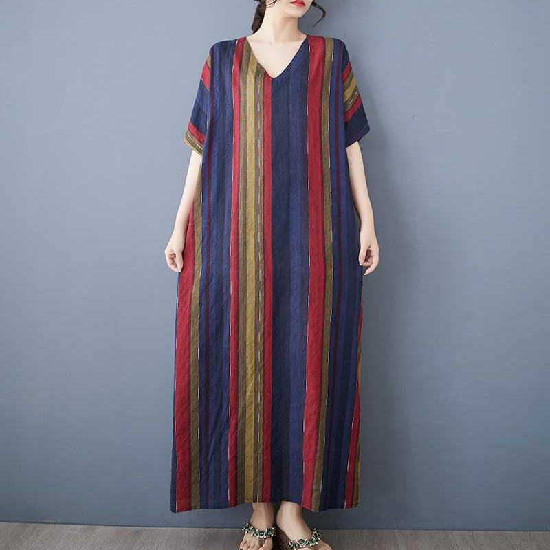 Summer New Cotton and Linen Printed Loose and Simple Long Skirt for Women