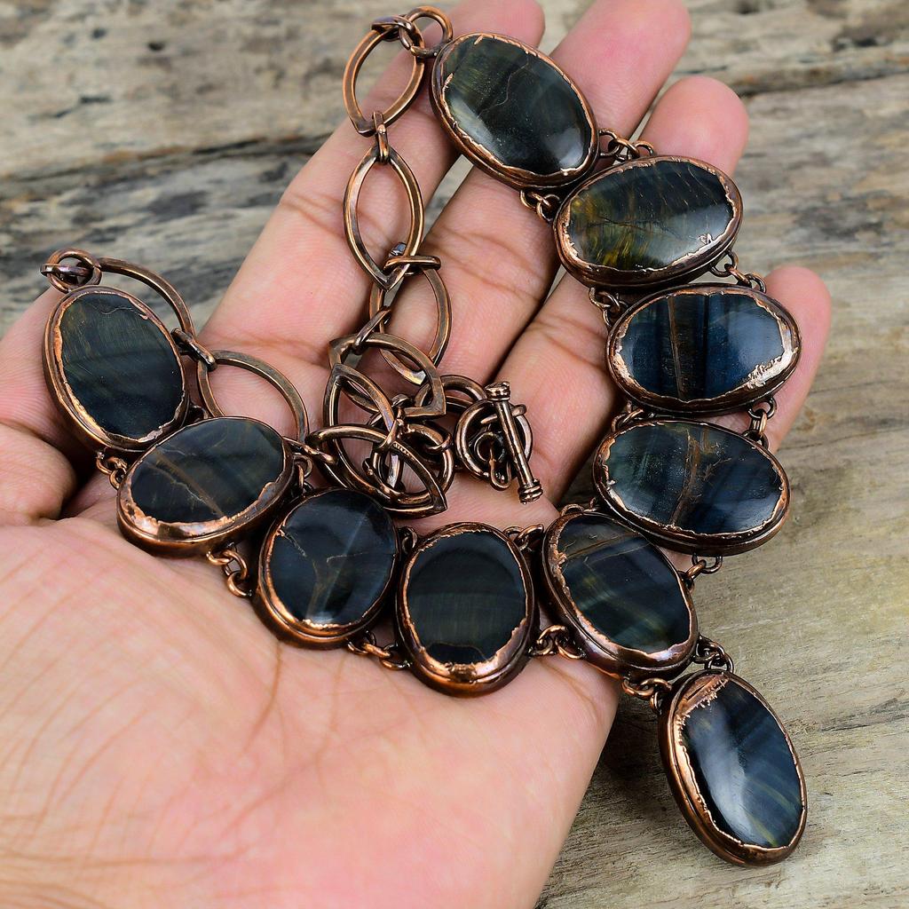 Pietersite Necklace Electroformed Copper Necklace Handmade Jewelry Adjustable Chain Necklace Gemstone Necklace Copper Jewelry Gifts For Her