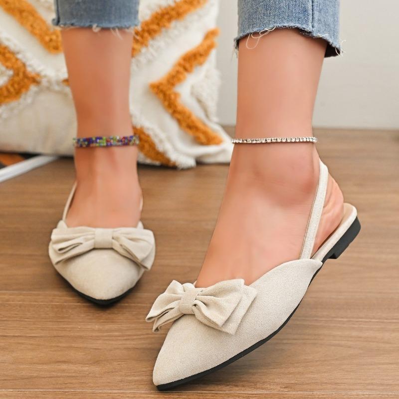 Fashion Butterfly Knot Baotou Sandalias De Mujer Summer 2025 New Style Pointed Point Back Empty Flat Flat Comfort Women Shoes Zapatos