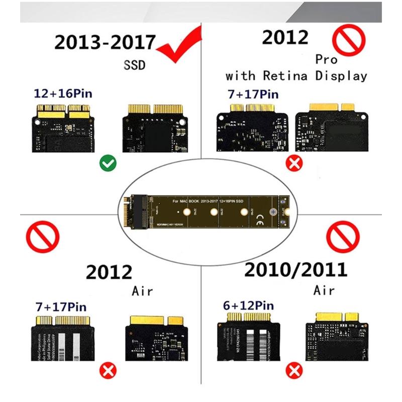 M.2 NVME SSDs Adapter Converters Card for 2013 2014 2015 2017 A1465 A1466 SSDs Accessories Kit