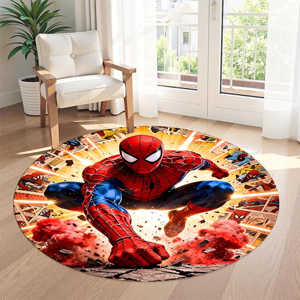 Spider-man Round Floor Mat Design for Dining Room Entryway Decorate room Hallway Antislip Round Carpet Decorate Offices