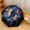 Cosmic Whale Astro Wheel Printed Umbrella Windproof Folding Umbrella Portable Sun and Rain Umbrella Suitable for Gifting
