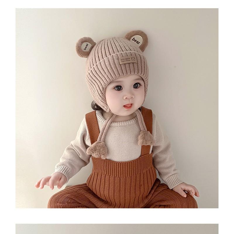 Gorro de Punto para Bebé Niños Pequeños Cálido Protección para Orejas Gorro de Invierno Gorro de Algodón Niños Niñas 6-36 Meses