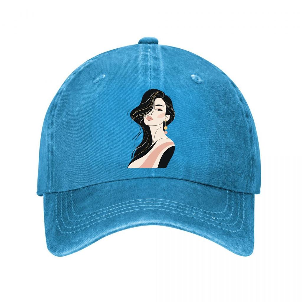 Modern Feminine Beauty Line Art Port  New Vintage Washed Cotton Baseball Cap Sun Hats