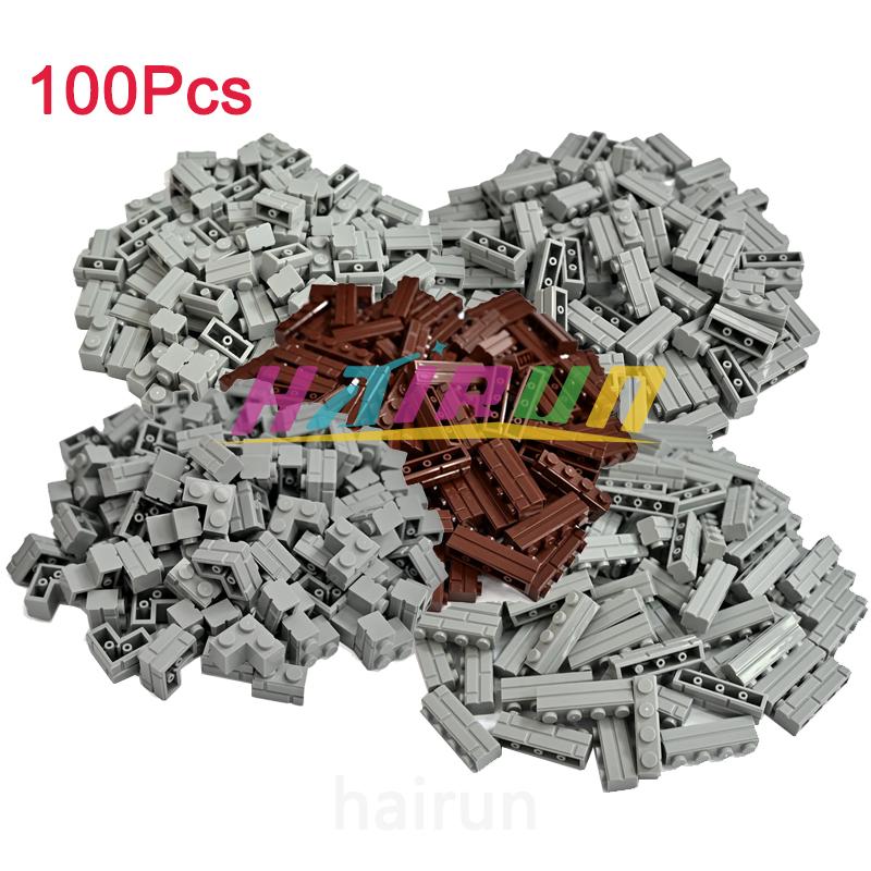 100 Stück Baustein Simulation Stadtmauer Ziegelstein 1x2 1x3 1x4 Noppen Baustein DIY Modell Zubehör Kompatibel 98283 15533