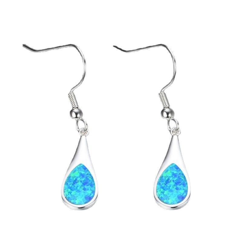 Hawaiian Ocean-Style Opal Teardrop Earrings