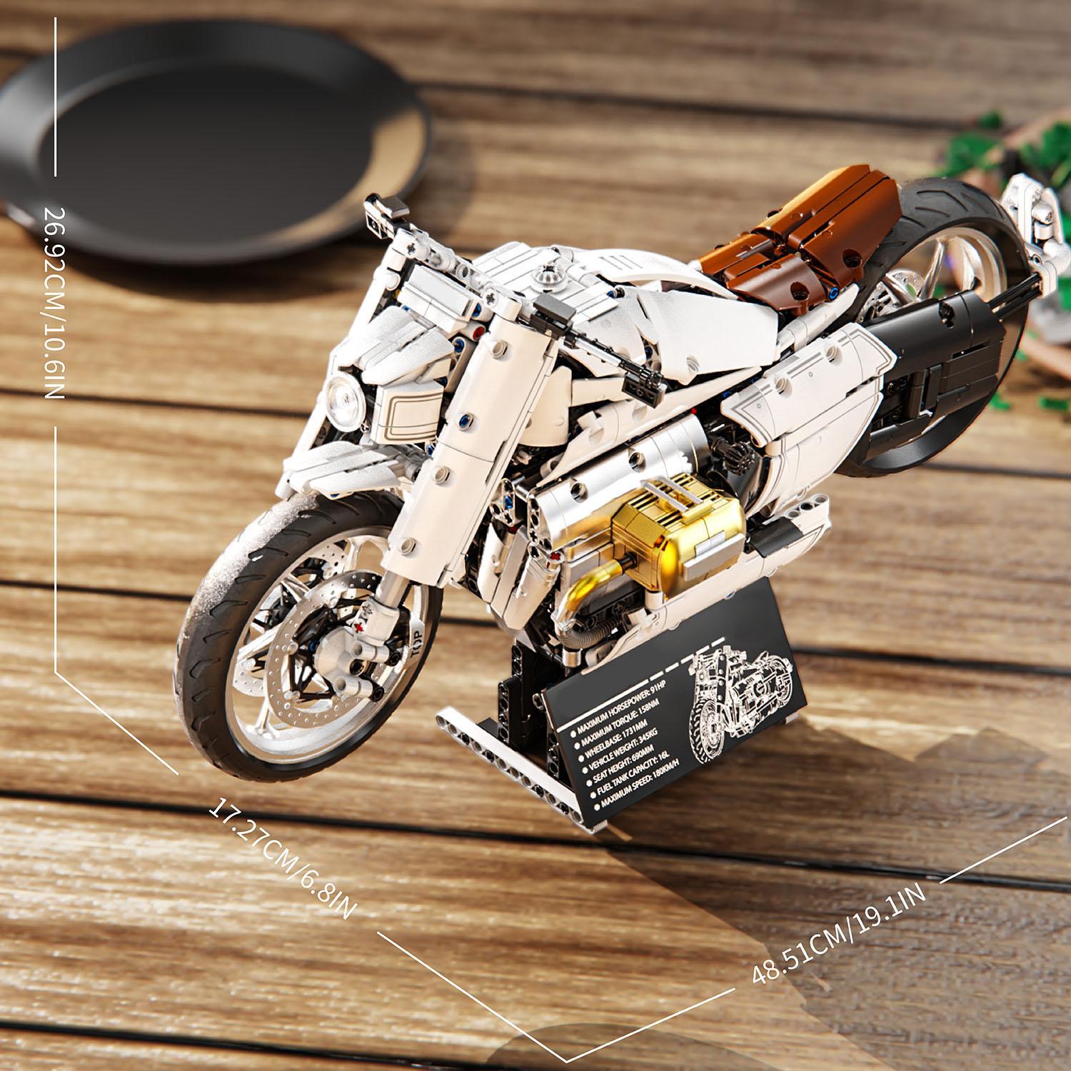 High-Standard-Quality 1672Pcs High-Quality White High-Quality Motorcycle High-Quality Building High-Quality Blocks Play Sets Construction Set