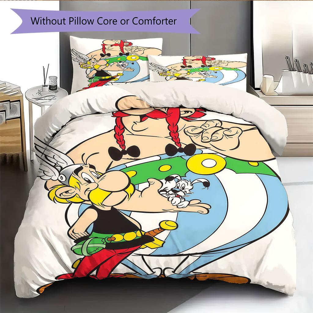 Asterix Bedding Quilt Set Quilt Cover Pillowcase Home Decoration Birthday Gift (1 * Duvet Cover + 2 * Pillowcase, Without Core)